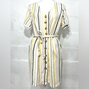 JENNIFER & GRACE STRIPPED BUTTON DRESS